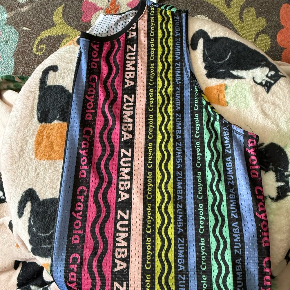 Zumba Fitness Multicolor Striped Tank Top - Rainbow Crayola Print